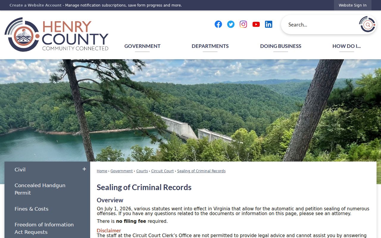 Henry County active warrant records: criminal-record sealing forms and access changes