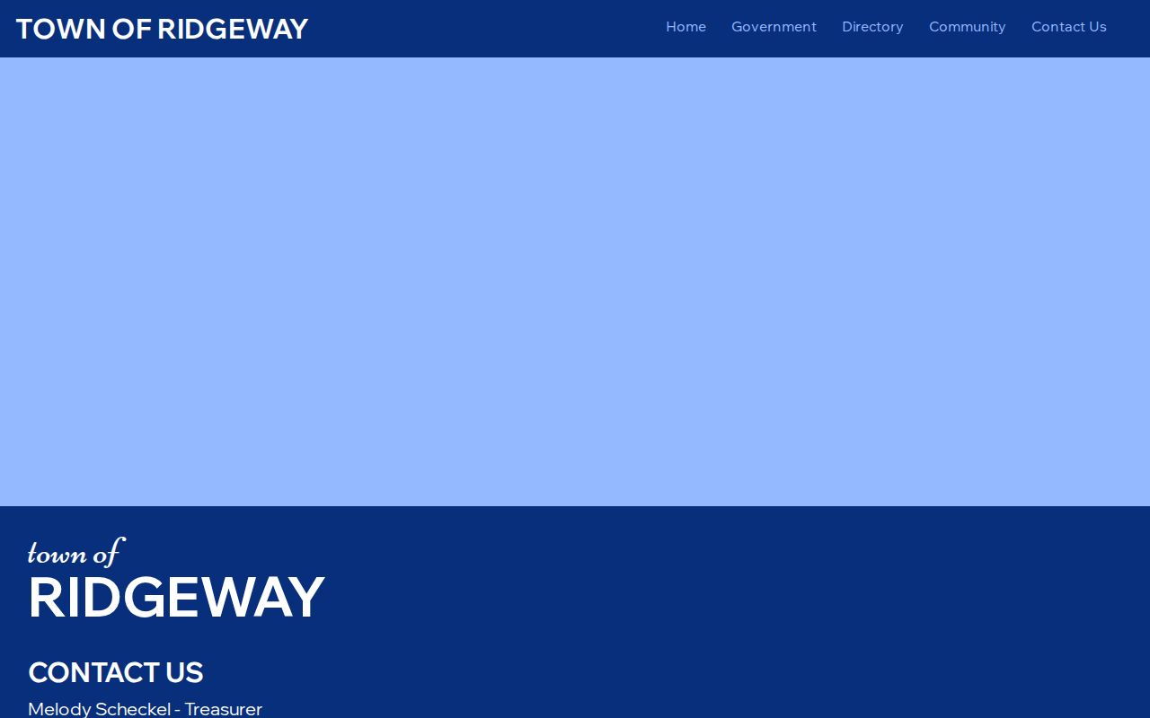 Ridgeway warrant records: Town government page, with no public warrant search shown