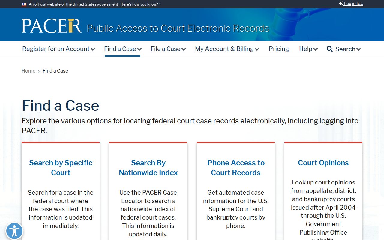 Ridgeway warrant records: PACER registration and fee information, not town warrant status