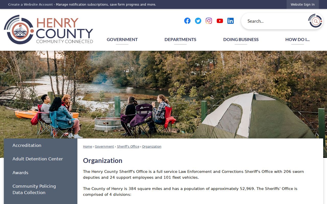 Henry County warrant records: Sheriff organization and agency divisions